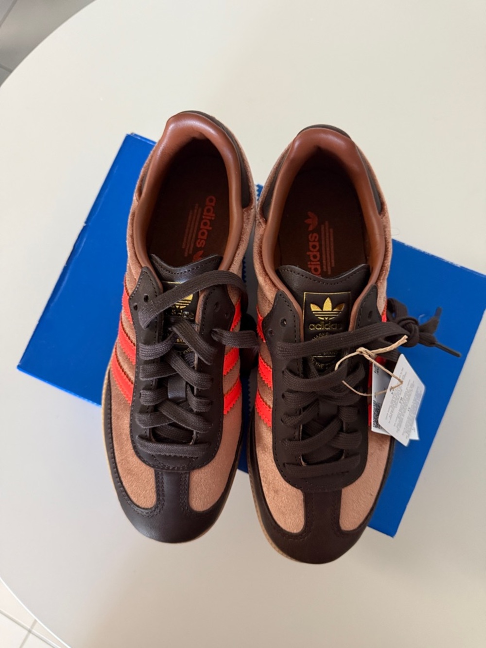 adidas Samba Sneakers Brown with Coral Stripes - never worn! - Picture 8 of 10